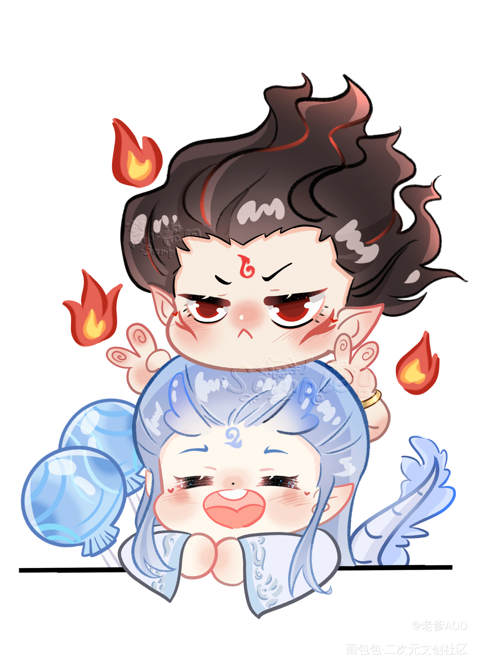 饼饼：有喜欢吃海盐味嗦了蜜的小盆友嘛_哪吒之魔童降世藕饼Q版我要上首推绘画绘画作品
