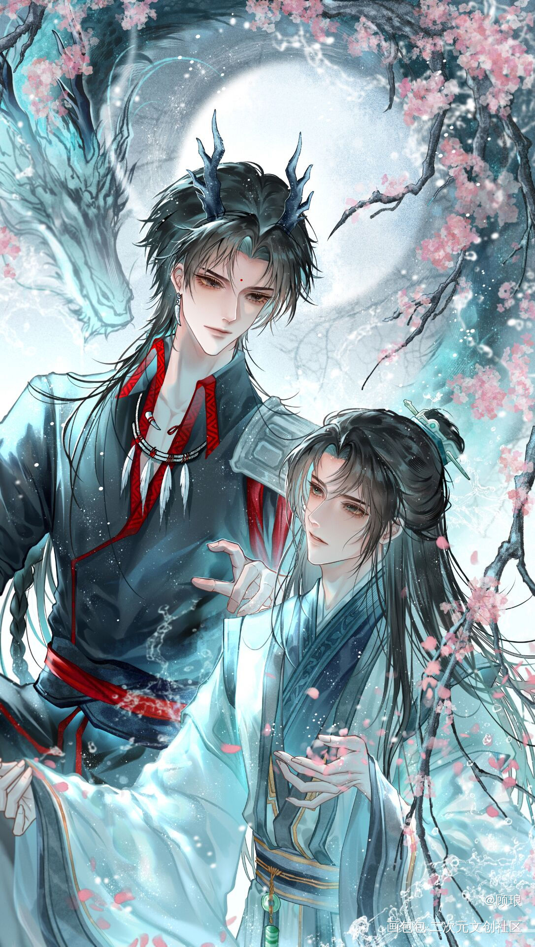 “淬回生死中，轮回旧相逢。”_古剑奇谭百里屠苏苏兰方兰生绘画绘画作品