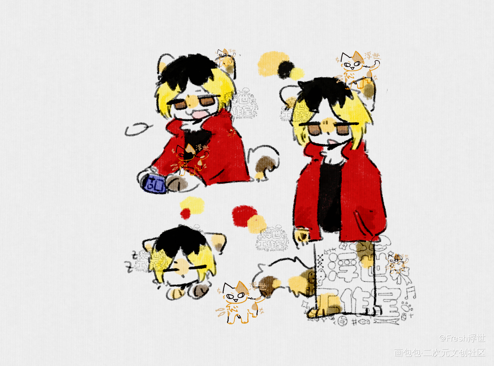猫塑版研磨摸鱼页_排球少年孤爪研磨兽拟绘画作品