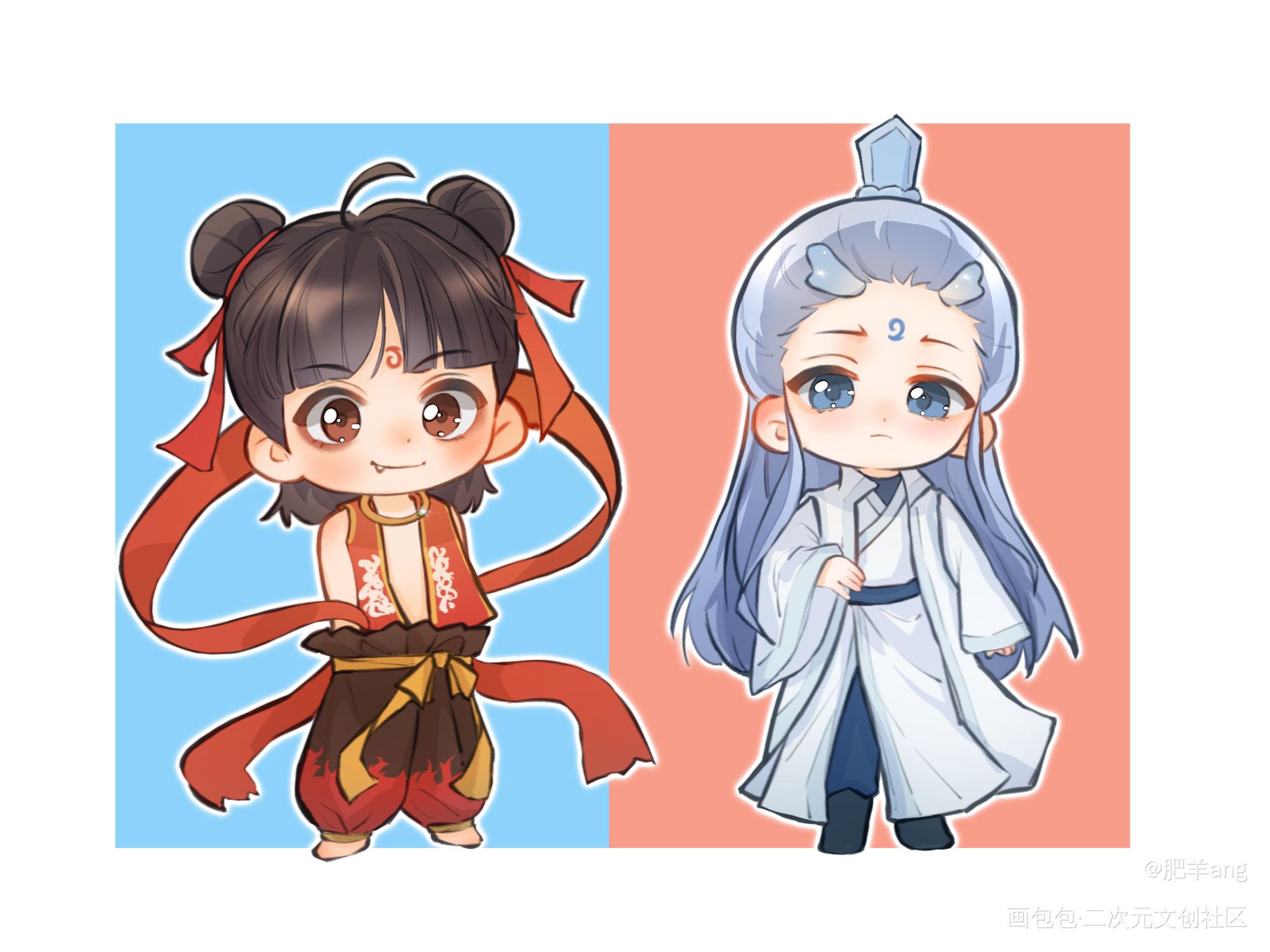 _哪吒敖丙哪吒之魔童闹海绘画作品