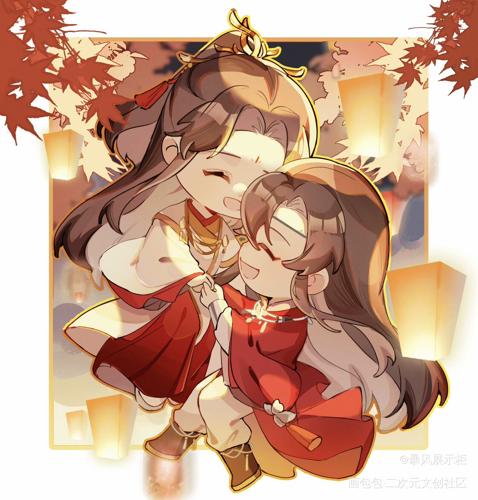 灯花怜影熠桃源_天官赐福花城·天官赐福谢怜·天官赐福绘画作品