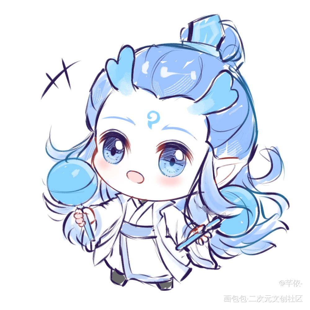 这下敖丙不会再哭了吧！_哪吒之魔童降世哪吒之魔童闹海藕饼同人绘画绘画作品