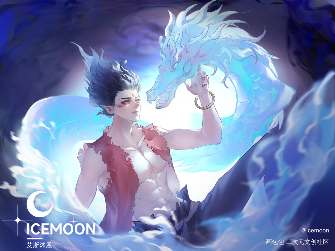 缠缠～贴贴～_哪吒之魔童闹海藕饼绘画作品