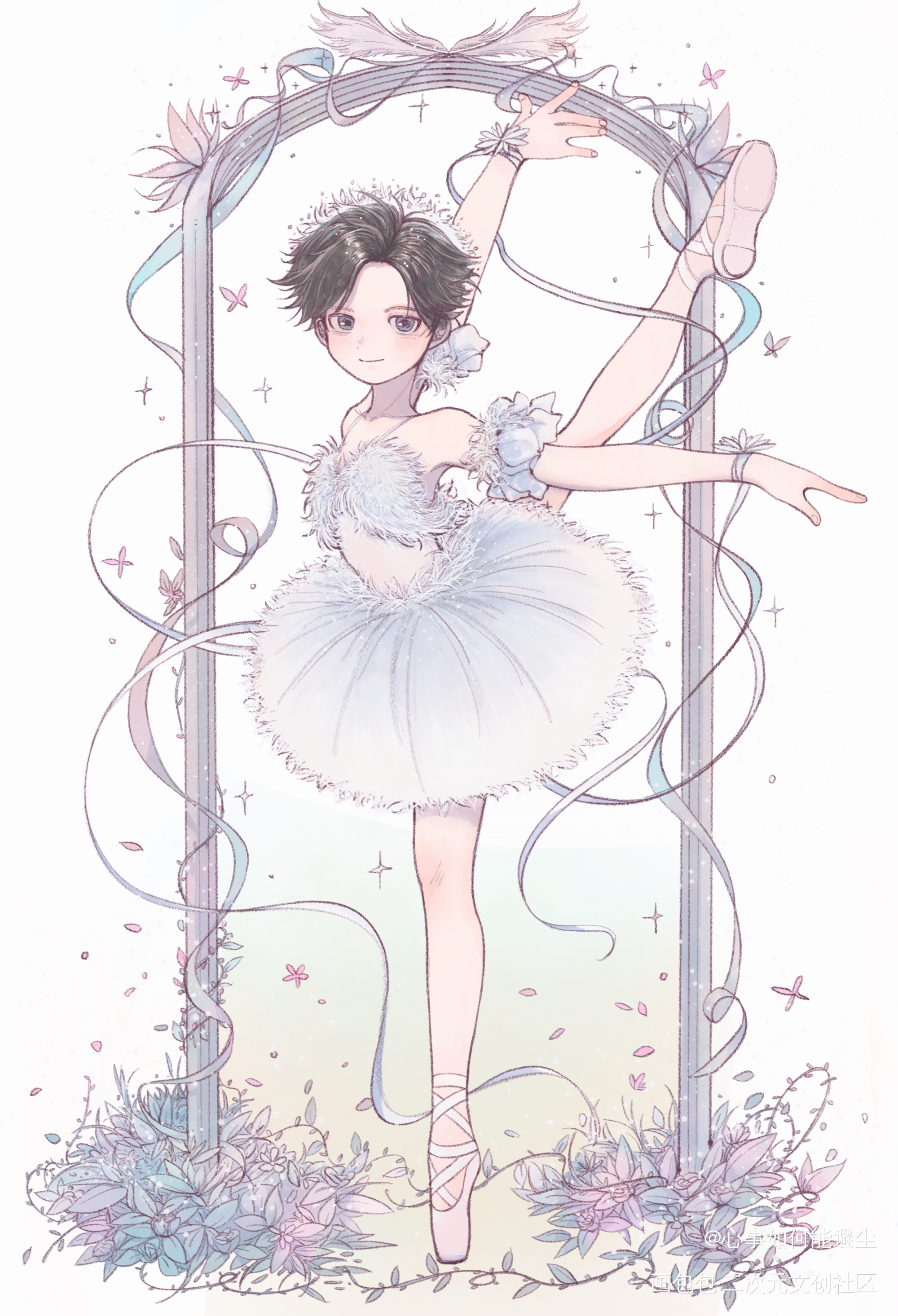 优雅浑然天成🦢_谁把谁当真黎朔绘画作品