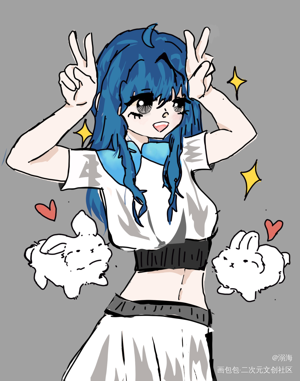 _彩色漫画摸鱼页绘画作品