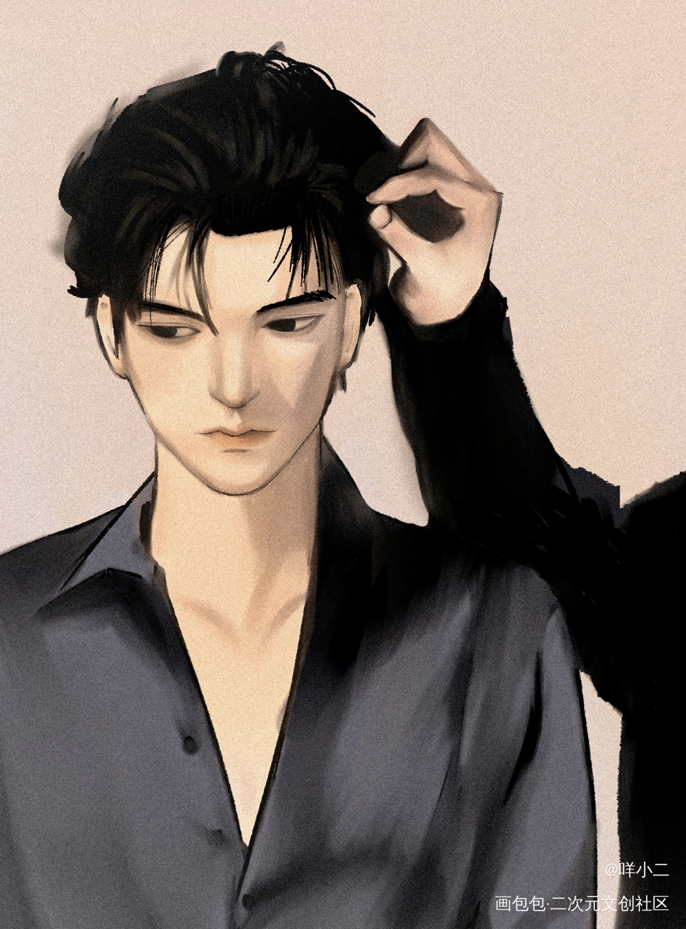 _双男主画画小说封面绘画作品