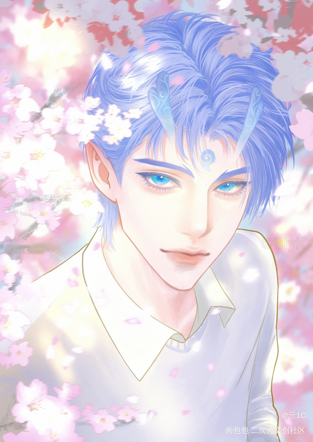 敖丙（短发版）_哪吒之魔童降世哪吒之魔童闹海敖丙同人procreate二创绘画作品