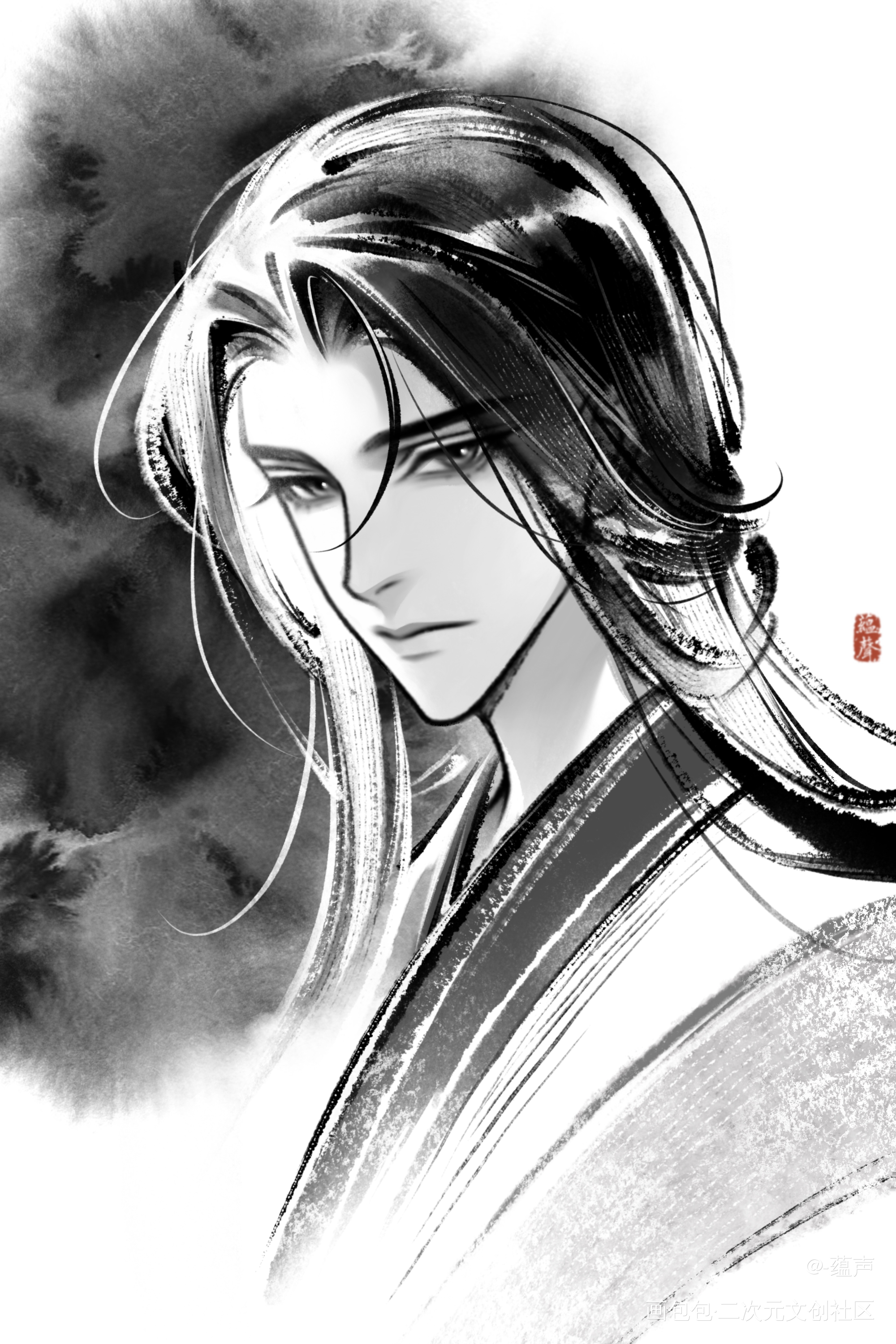 发发新oc_如烟海水墨原创oc绘画作品