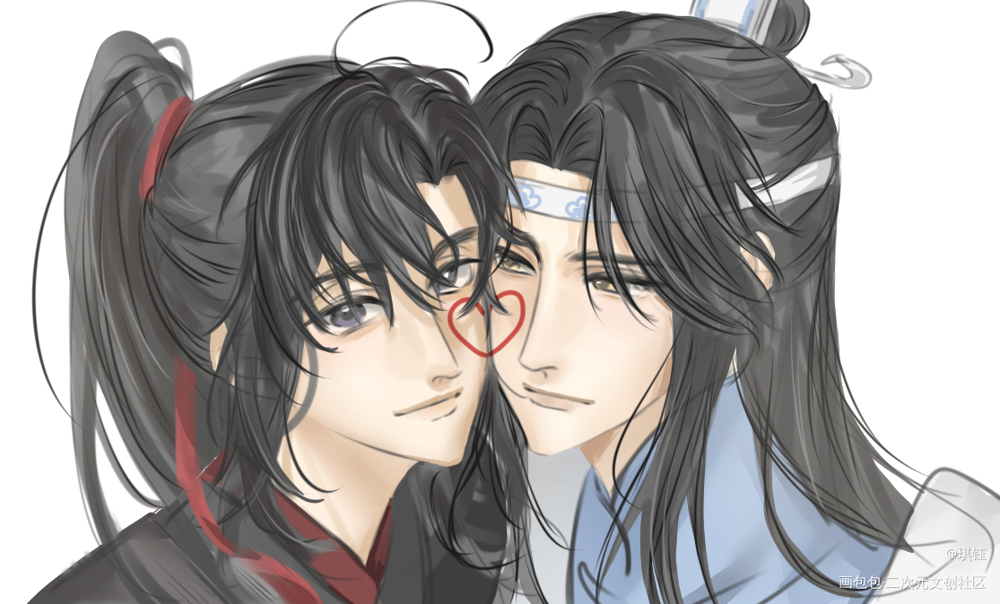 比心～～～_魔道祖师忘羡蓝忘机魏无羡绘画作品