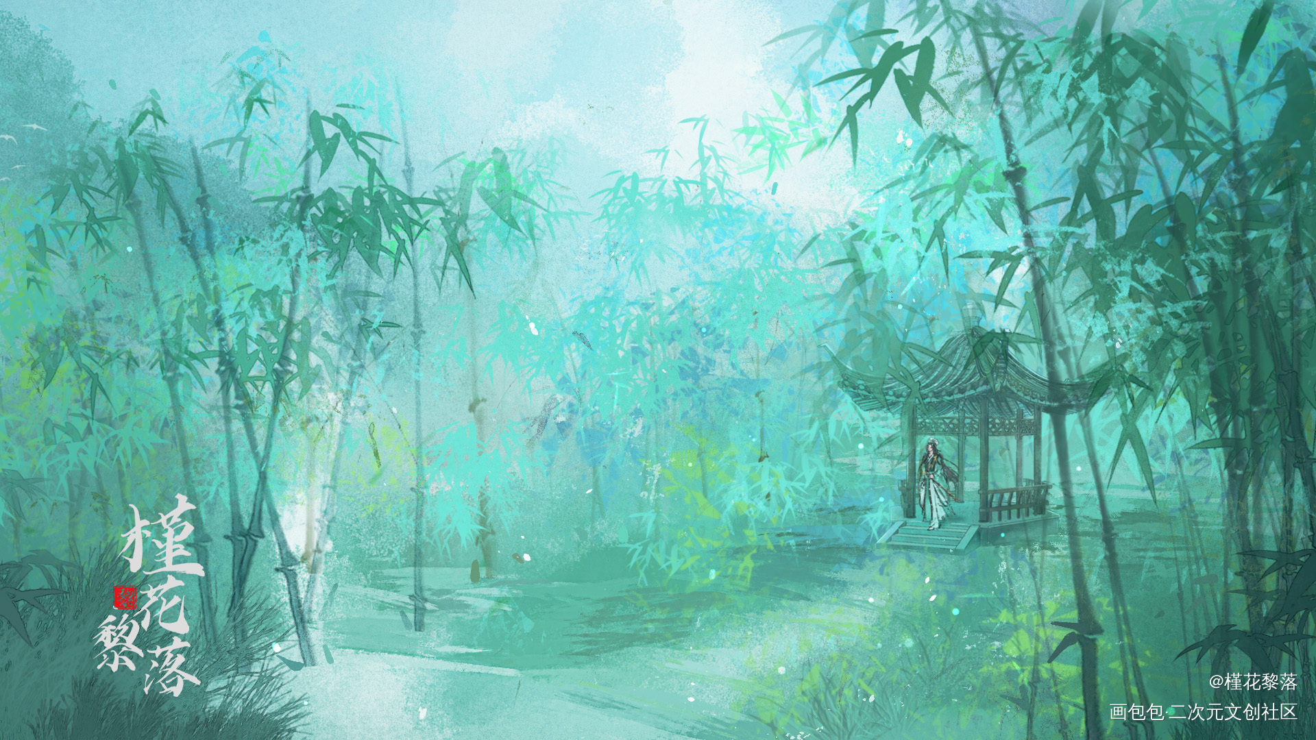 竹林幽静_古风场景稿件绘画作品