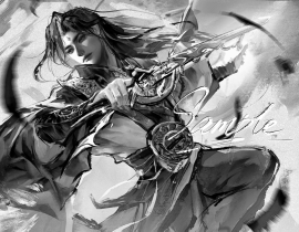 寒江孤影，江湖故人绘画作品