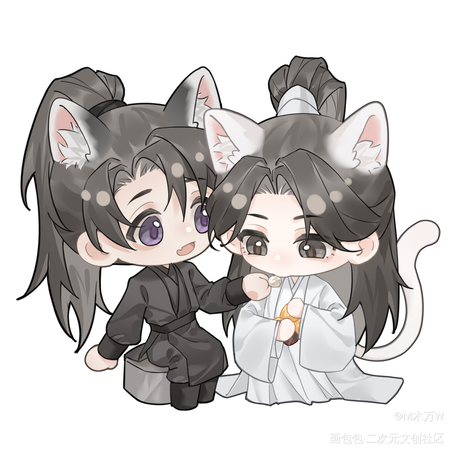 玉凉村_二哈和他的白猫师尊燃晚绘画作品