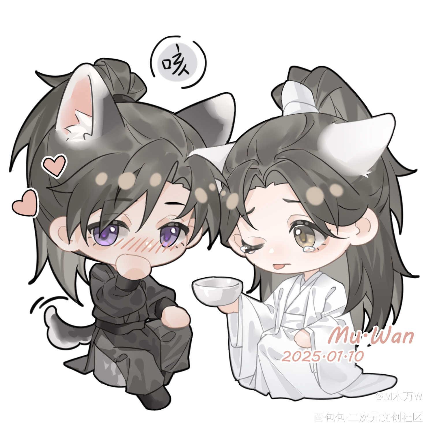 玉凉村_二哈和他的白猫师尊燃晚绘画作品