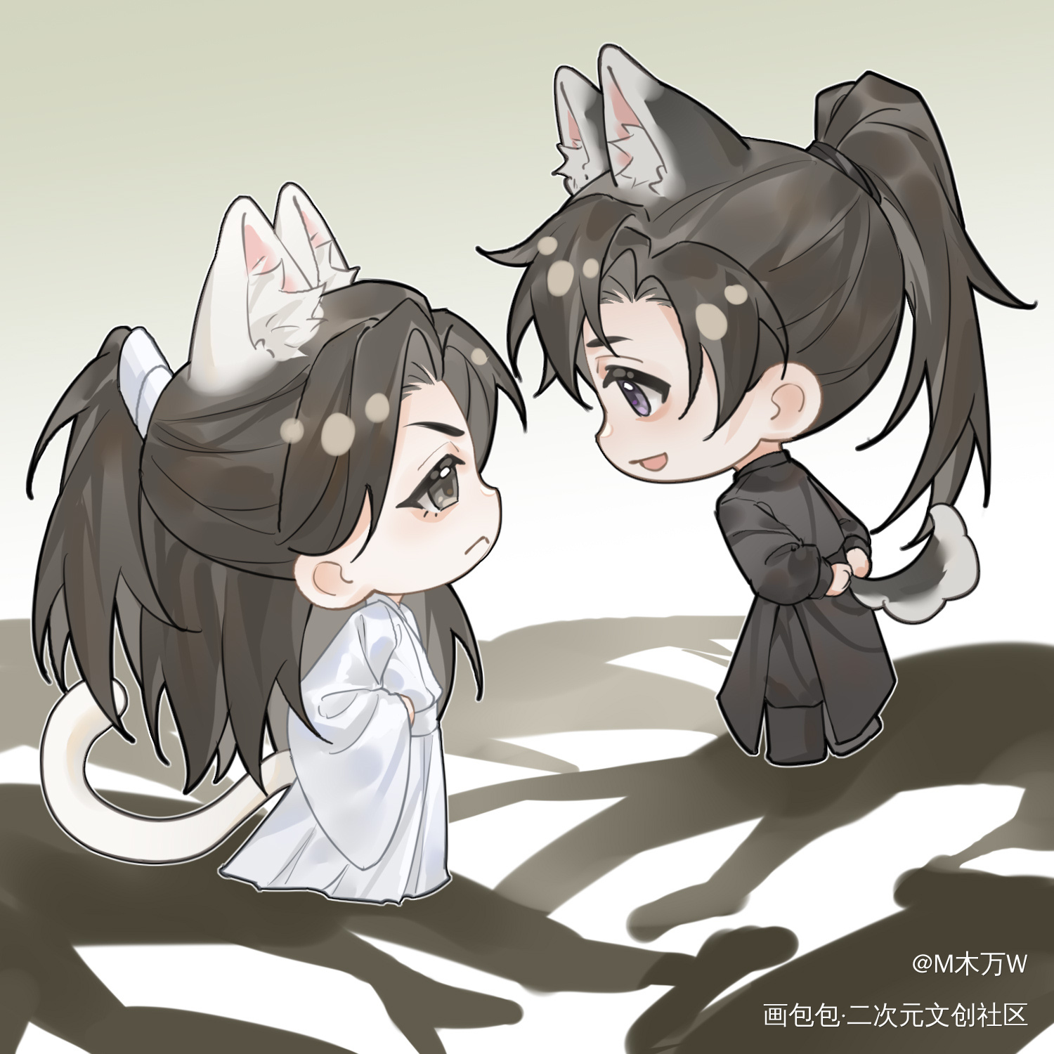 玉凉村_二哈和他的白猫师尊燃晚绘画作品