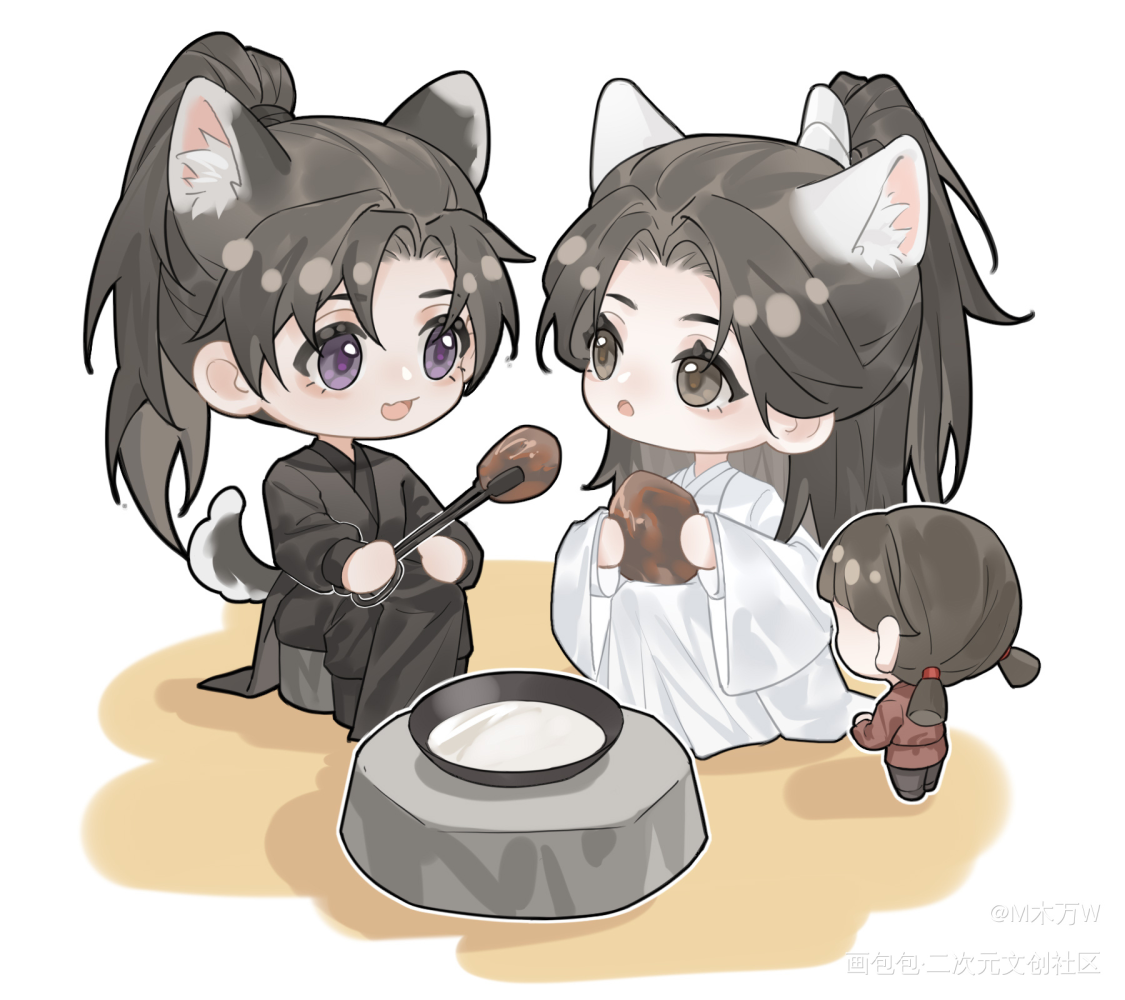 玉凉村_二哈和他的白猫师尊燃晚绘画作品