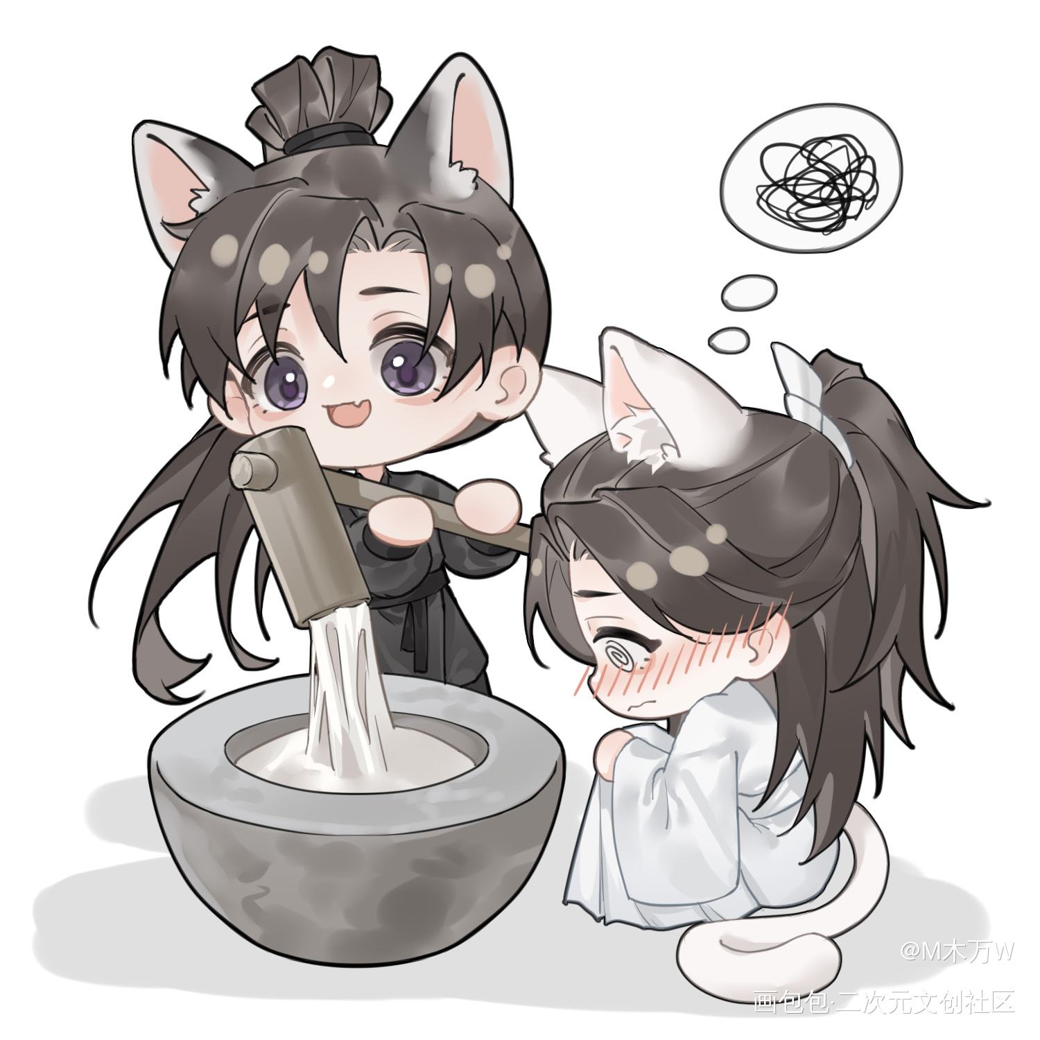 玉凉村_二哈和他的白猫师尊燃晚绘画作品