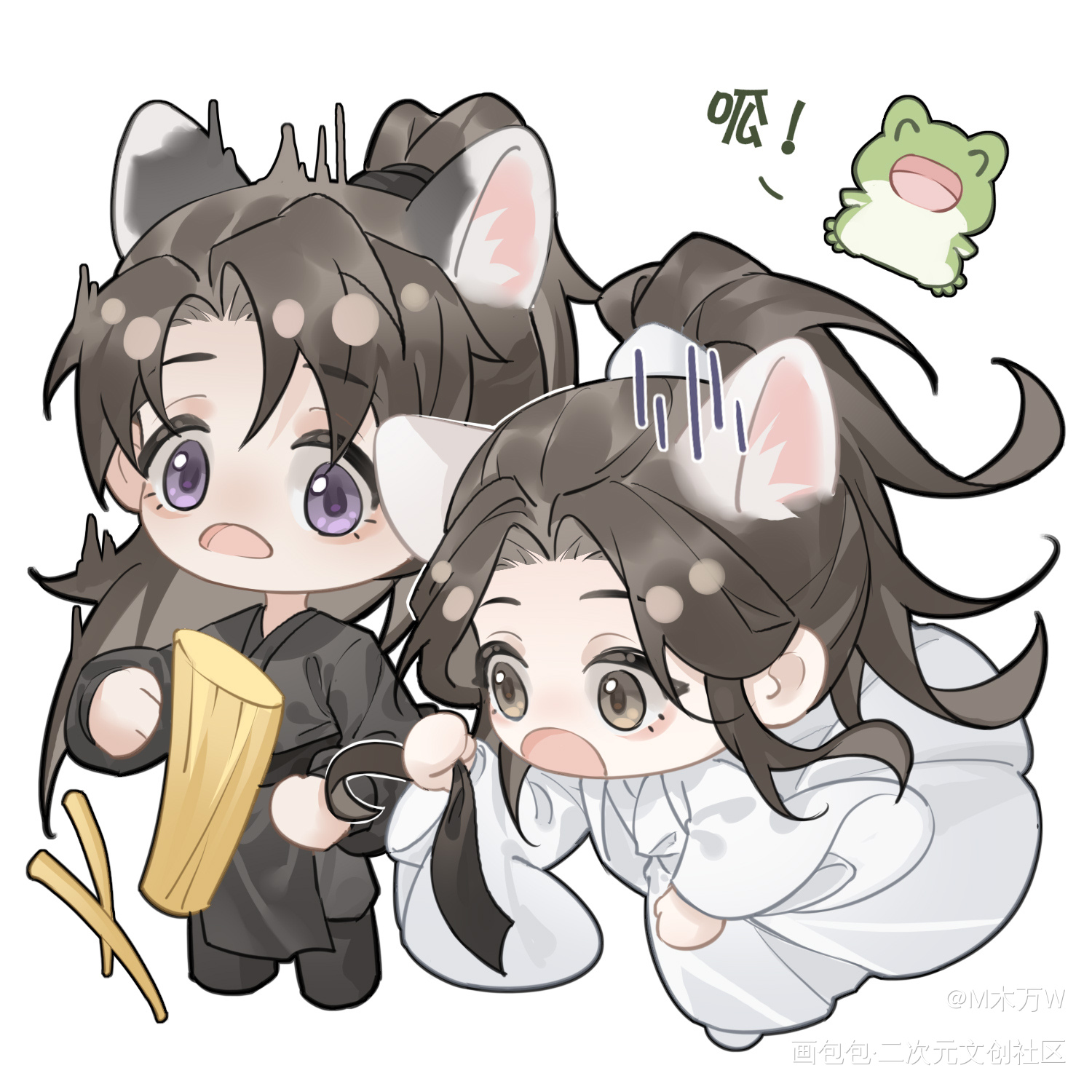 玉凉村_二哈和他的白猫师尊燃晚绘画作品