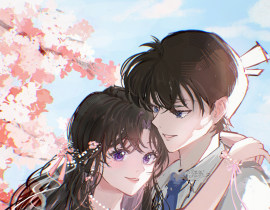 樱花树下小情侣_绘画作品
