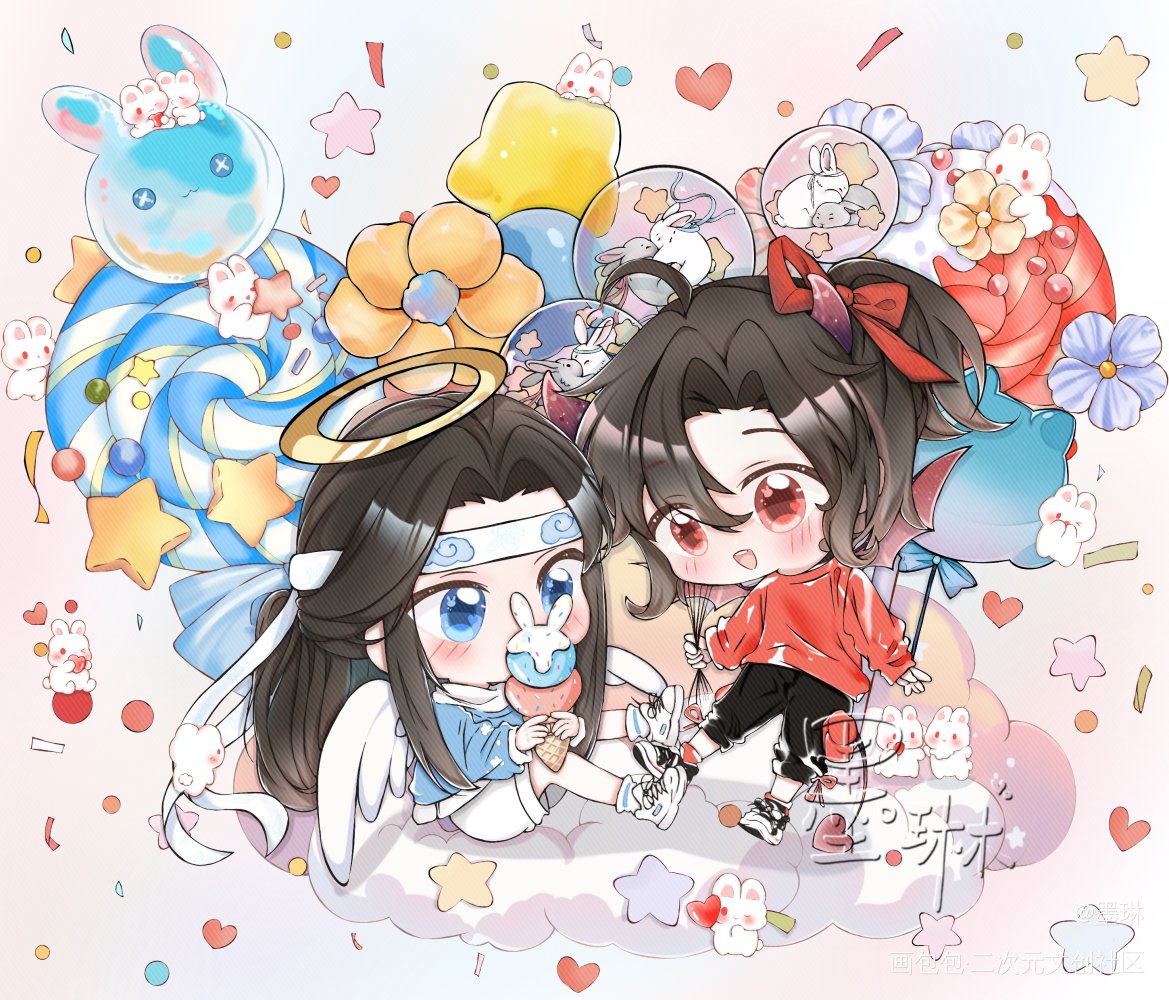 _魔道祖师蓝湛魏无羡绘画作品