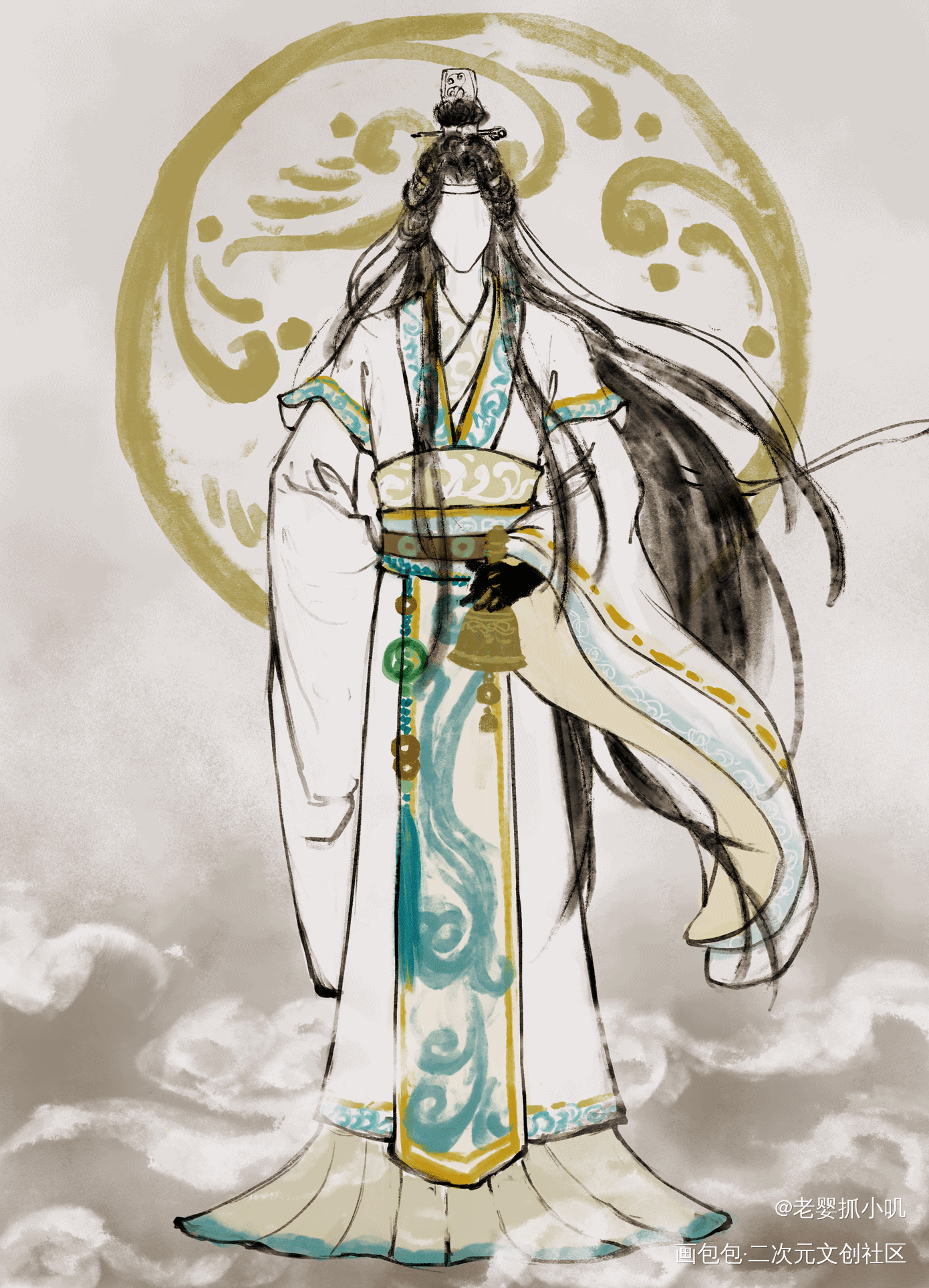 傩戏双人插半身插草图_魔道祖师忘羡蓝忘机·魔道祖师魏无羡·魔道祖师绘画作品
