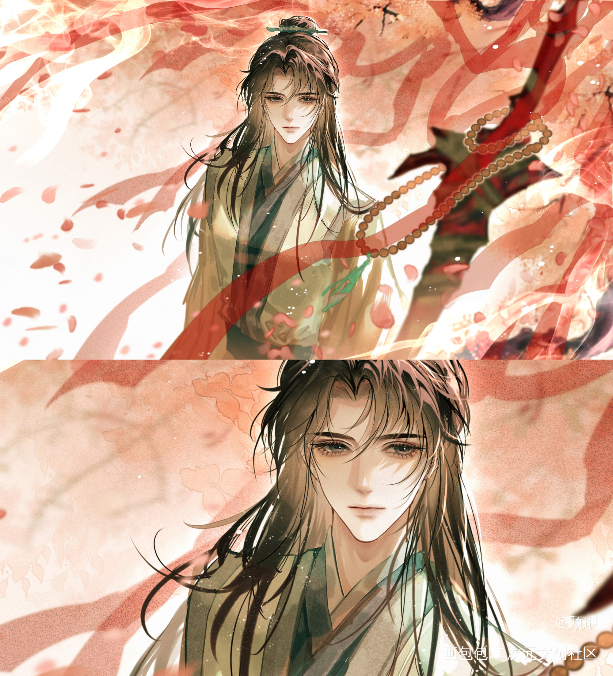 前尘再怀念 望剑如面_古剑奇谭百里屠苏同人苏兰方兰生绘画作品