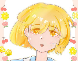 夏日柠檬_绘画作品