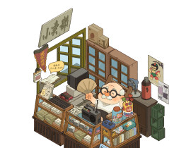 李叔的小卖铺_绘画作品