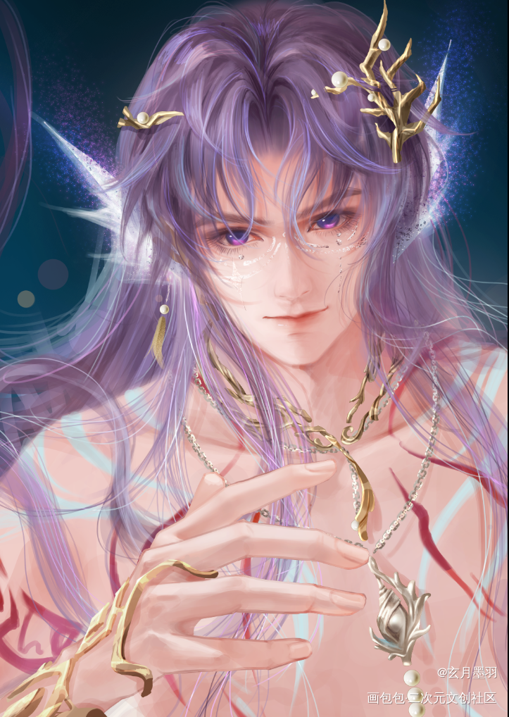 海神小鱼_恋与深空祁煜绘画作品