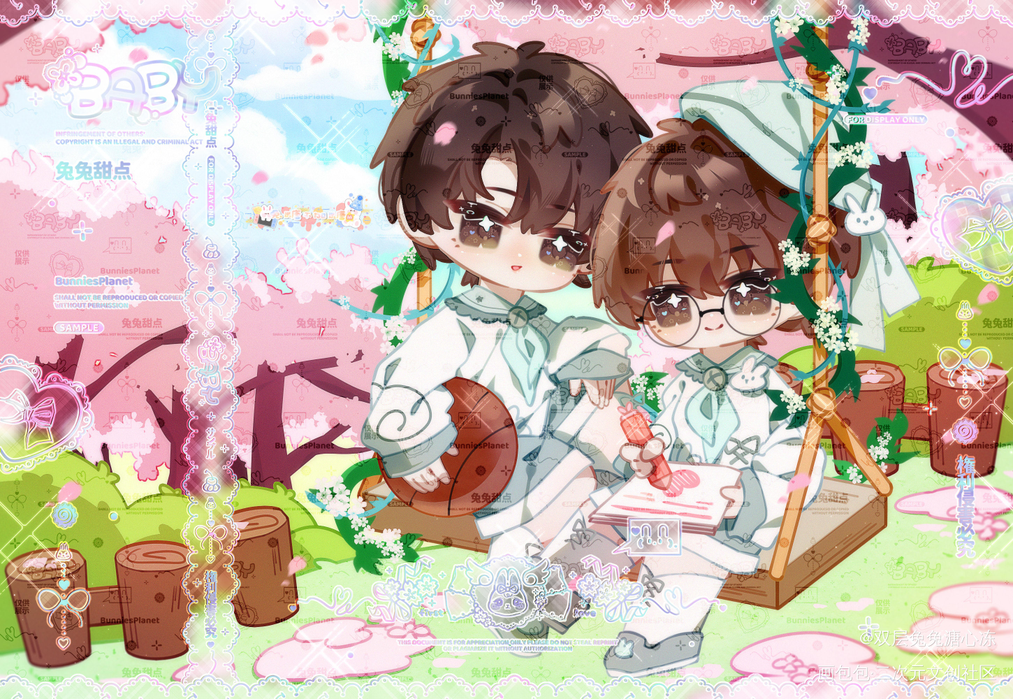 🌳be狂魔求生系统🌸_be狂魔求生系统Q版双人贴贴绘画作品
