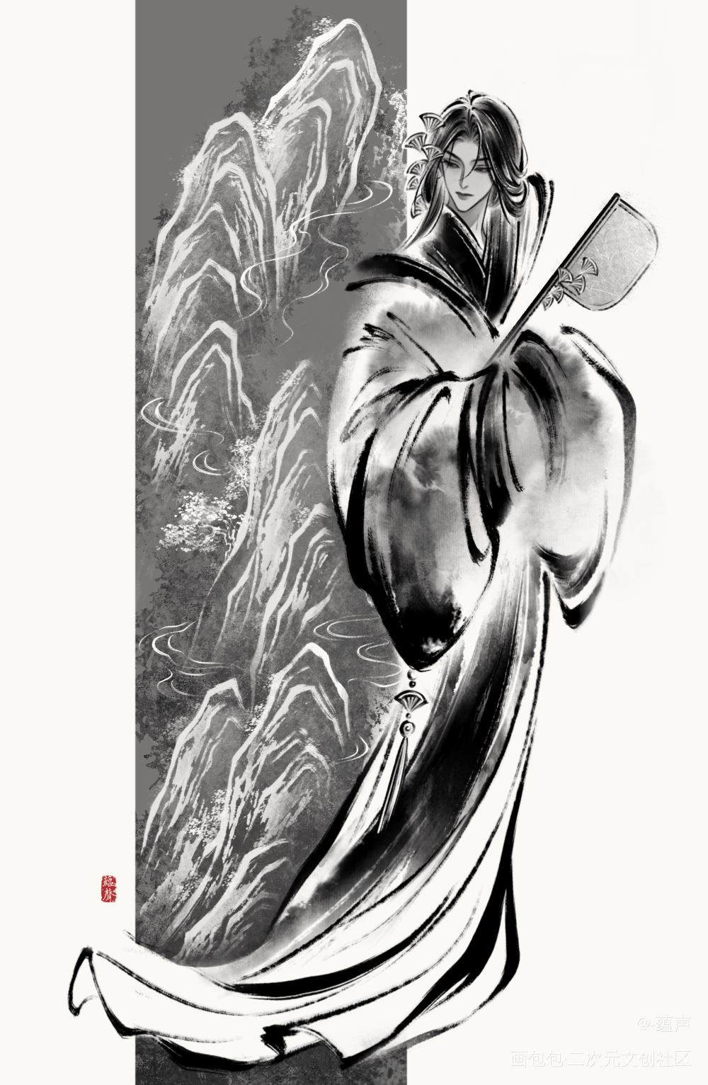我与丹青两幻身_如烟海水墨oc绘画作品