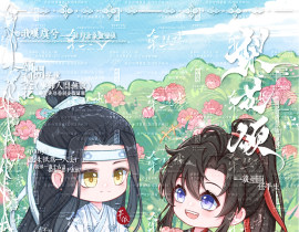 蓝二哥哥，给你花花~_绘画作品
