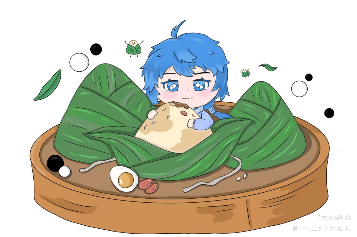 啃粽子的小奕星_王者荣耀王者荣耀奕星弈星·王者荣耀奕星绘画作品