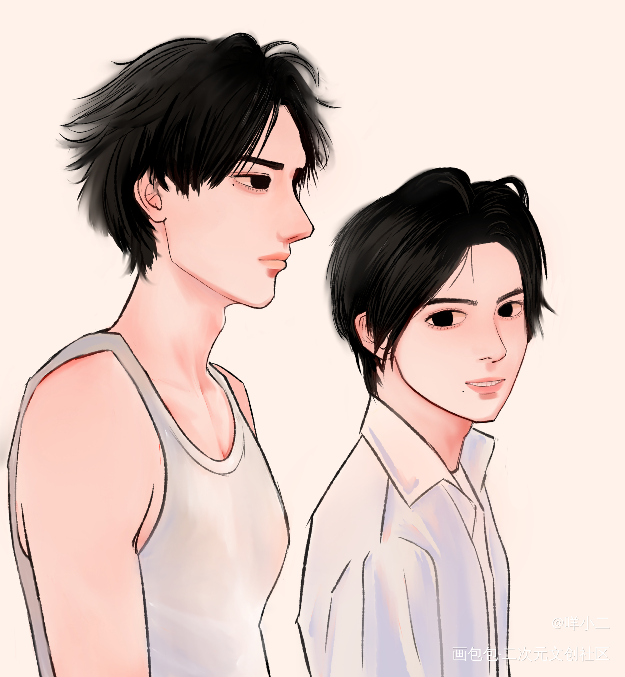 _双男cp画画绘画作品