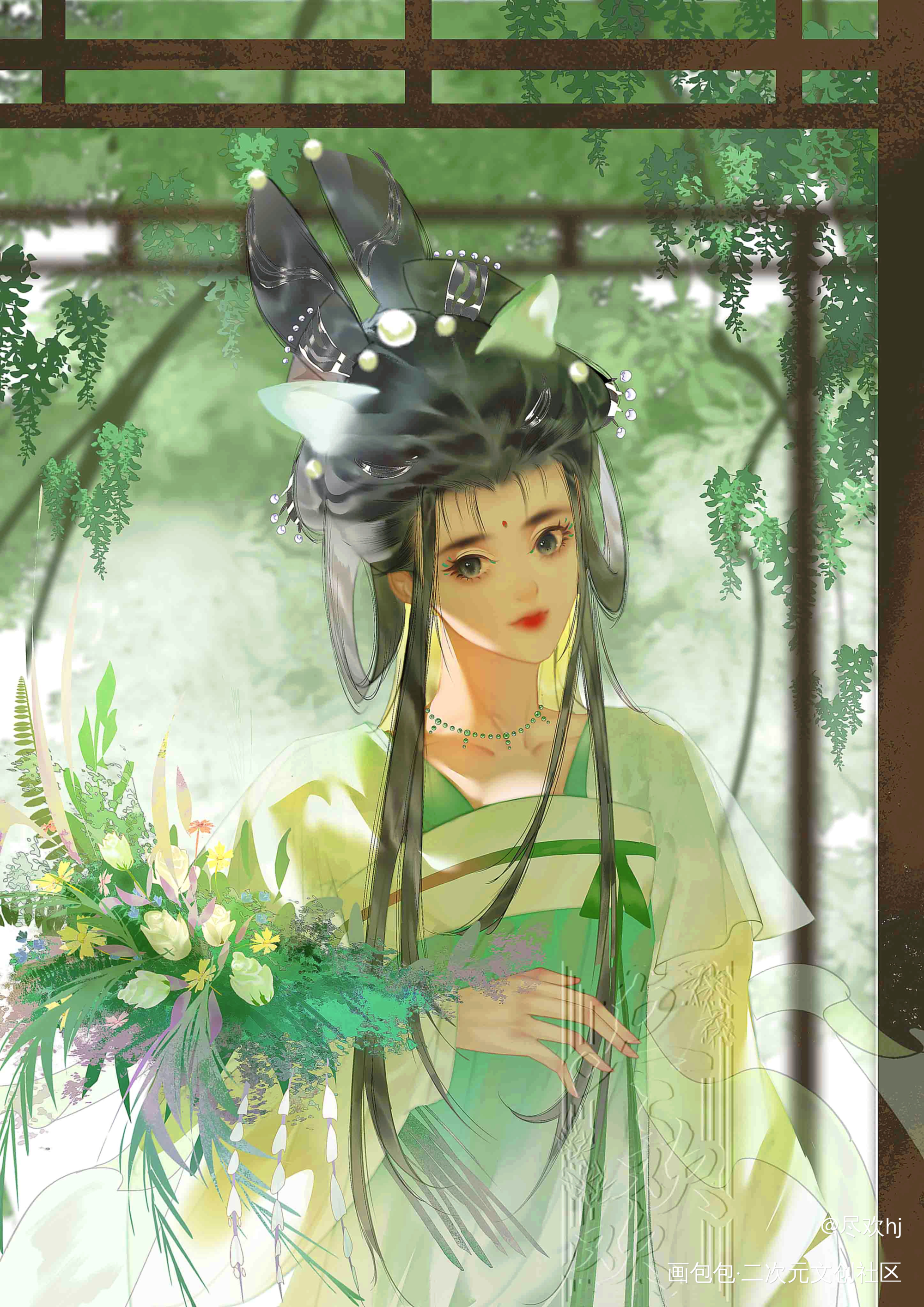 ૮ ・ﻌ・ა_古风插画摸鱼约稿板绘绘画作品