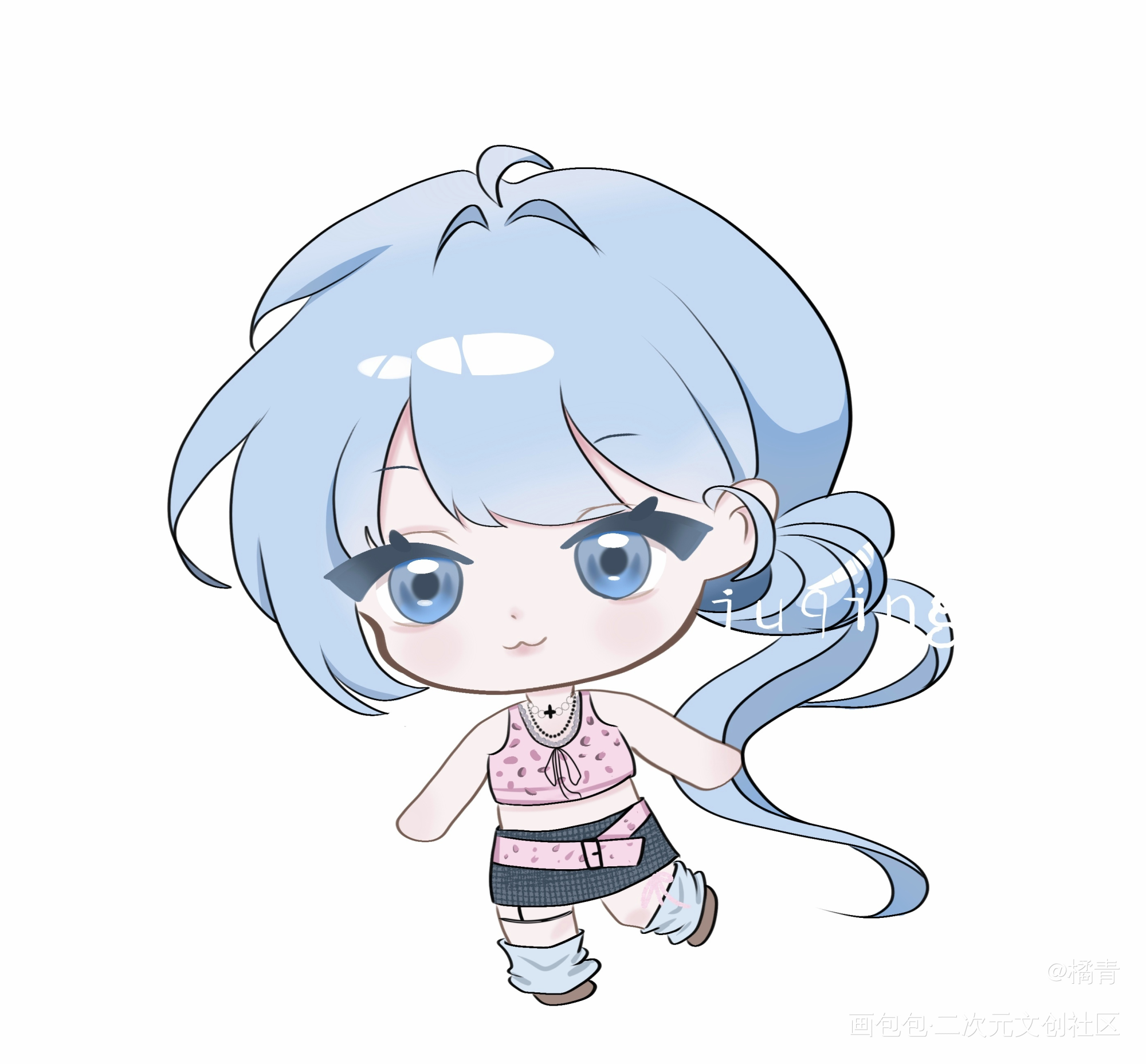 小橘夏_立绘平涂Q版oc绘画作品