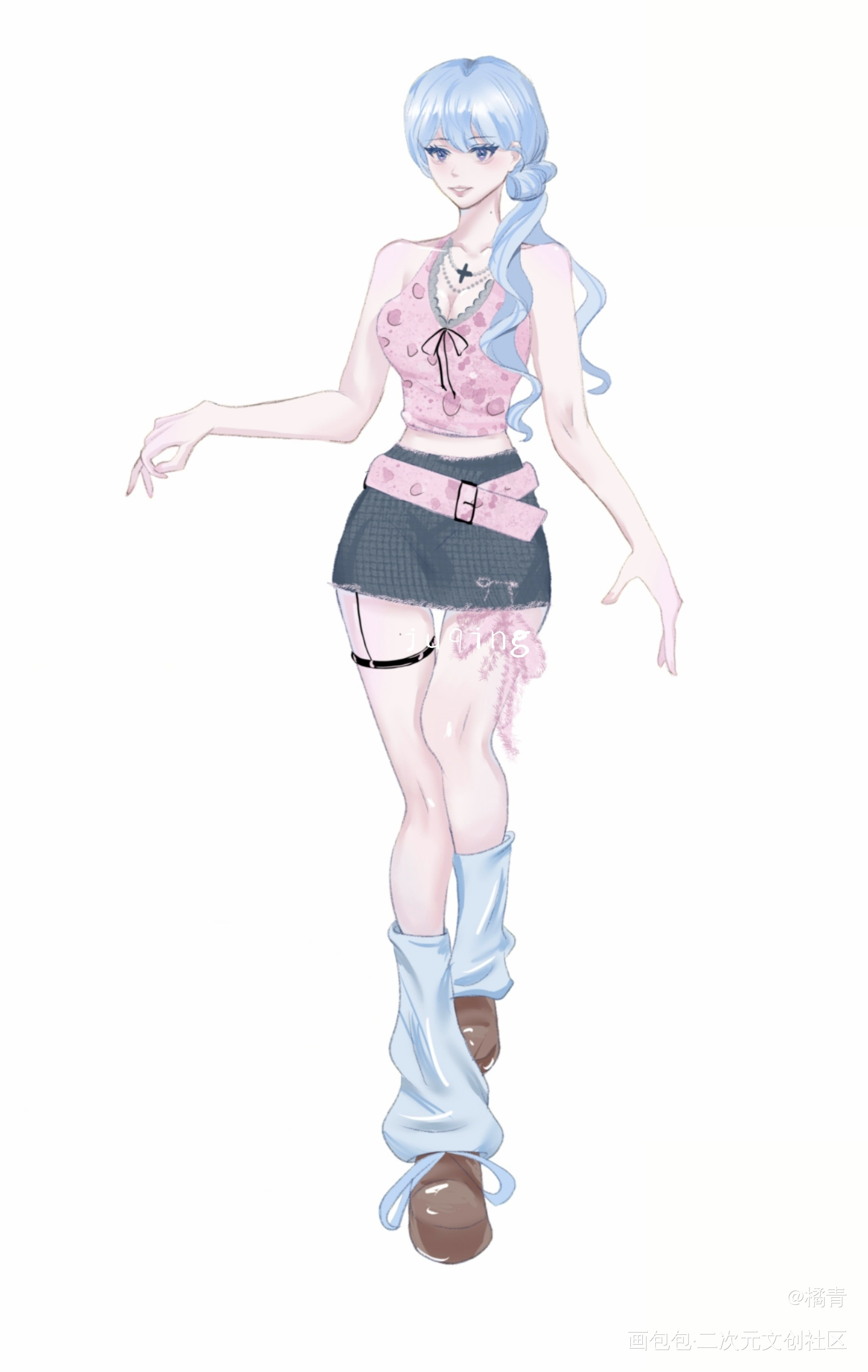 小橘夏_立绘平涂Q版oc绘画作品