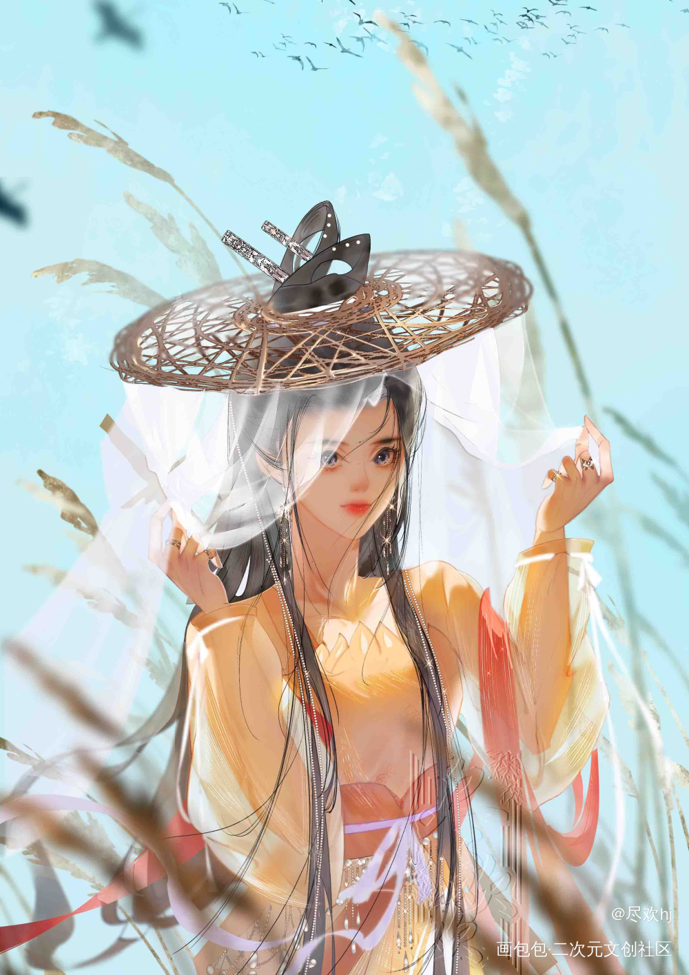 摸_古风少女古风插画绘画练习摸鱼绘画绘画作品