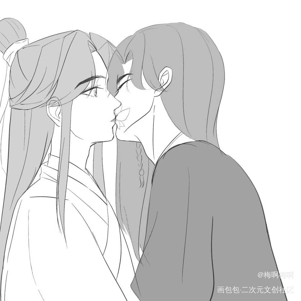 花怜 | 蝶吻_天官赐福谢怜花城绘画作品