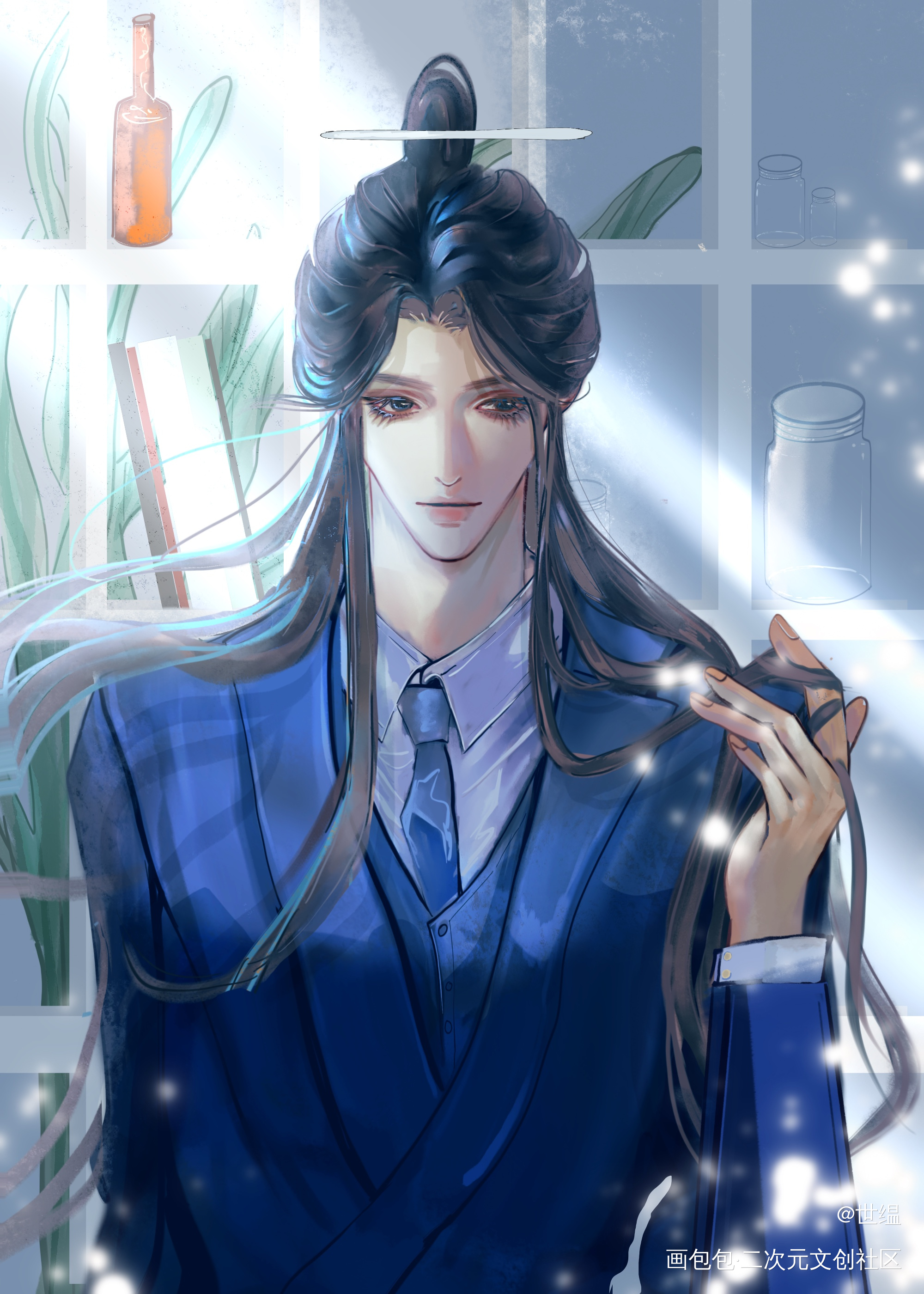 西装谢怜_天官赐福谢怜绘画绘画作品