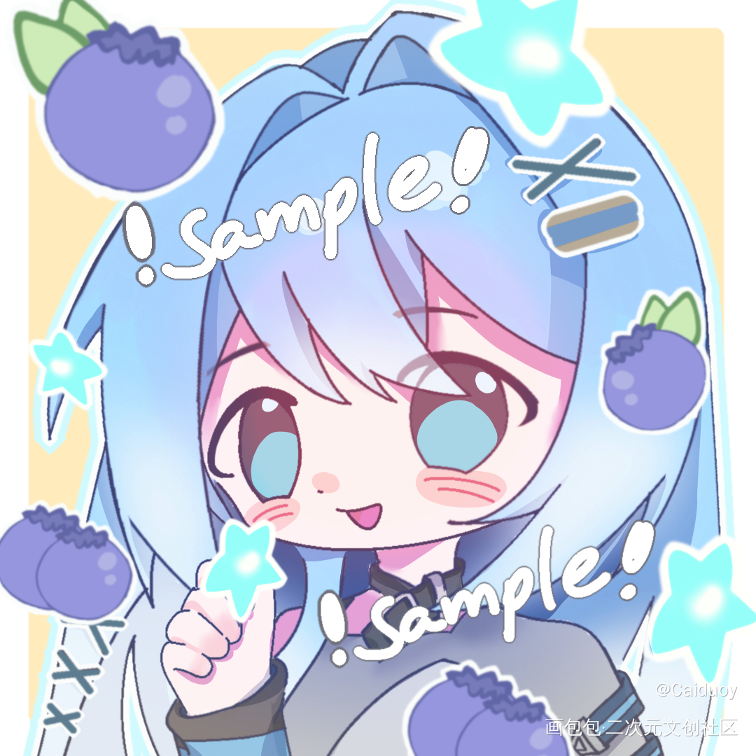 是蓝莓小果冻💙_今日OC推荐可爱平涂Q版稿件展示稿件oc绘画作品