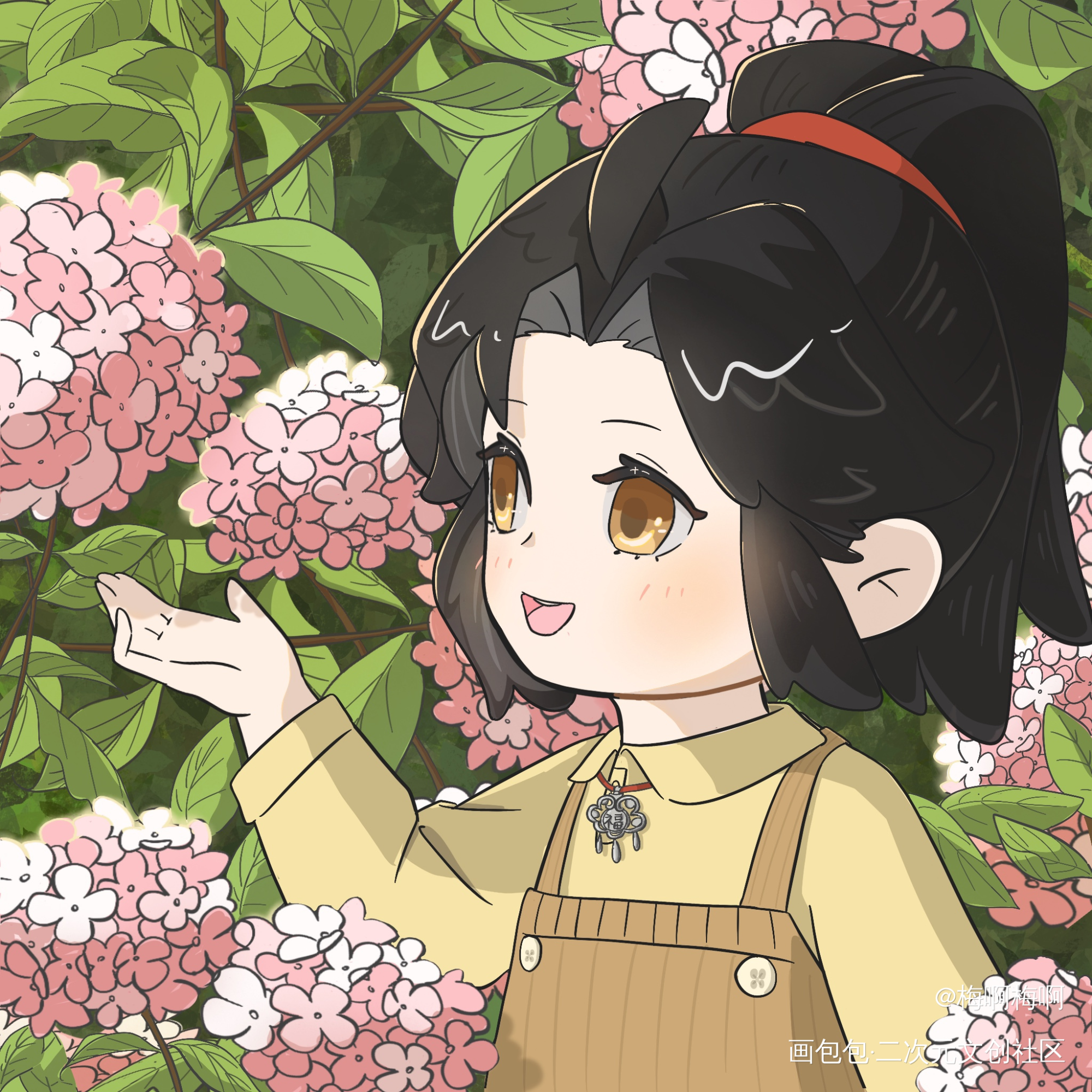 魏无羡 | 看绣球花_魔道祖师魏无羡绘画作品