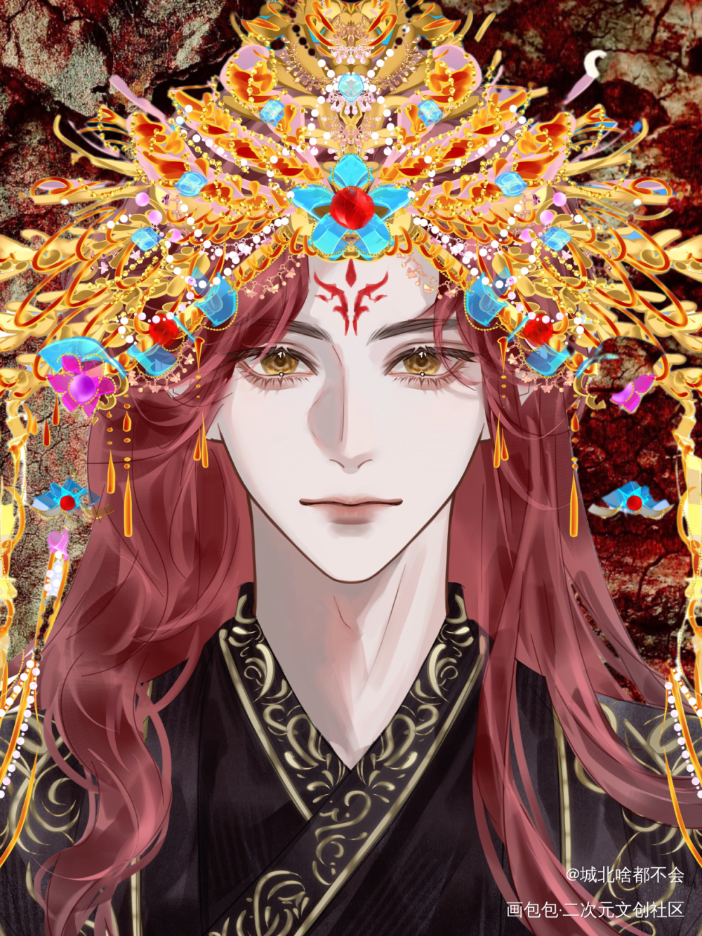 【朱雀】凤冠简隋英_188男团简隋英绘画作品