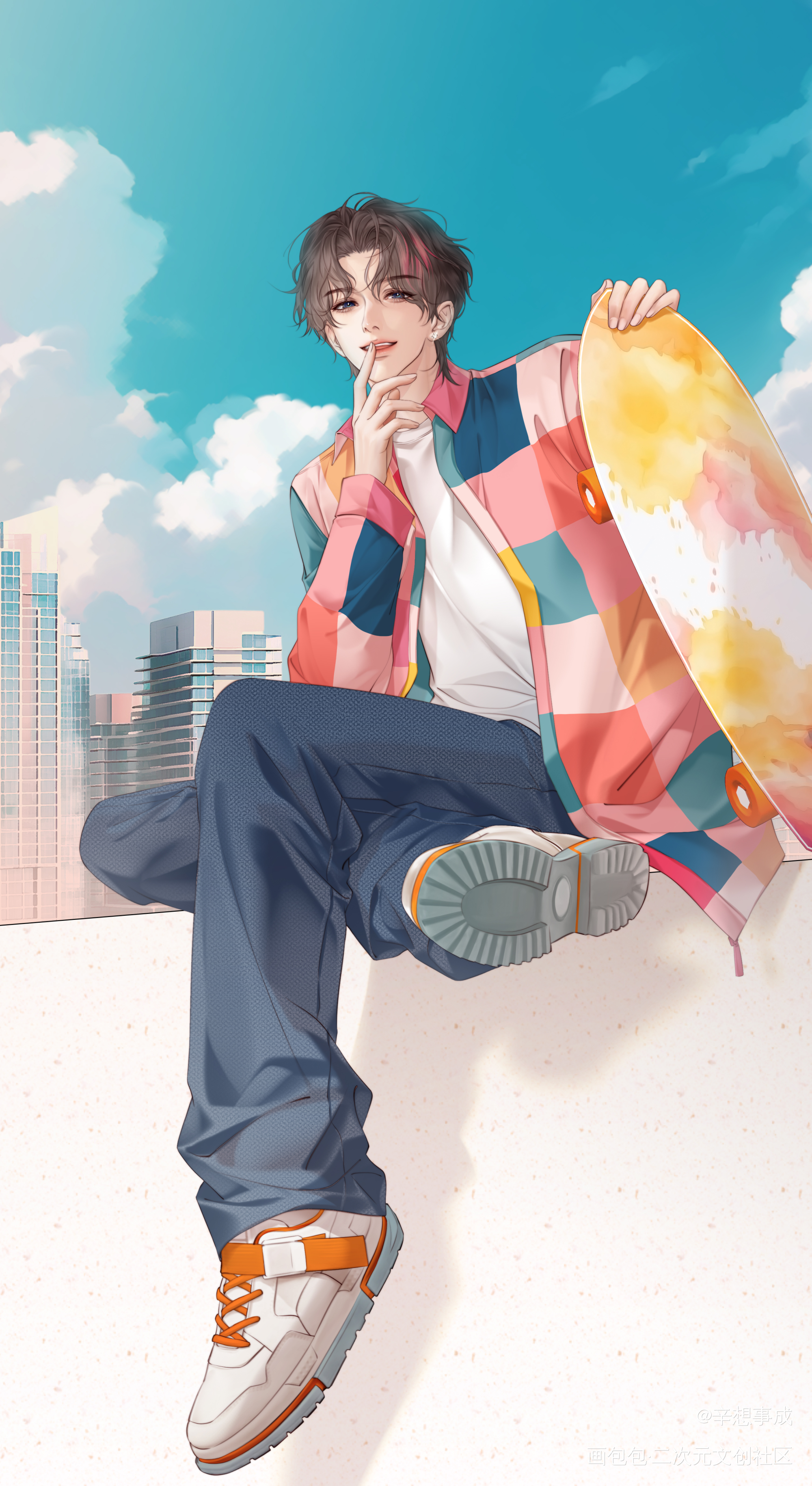 滑板少年赵锦辛_谁把谁当真188男团赵锦辛·谁把谁当真绘画作品