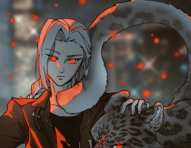 师姐摸大猫_绘画作品