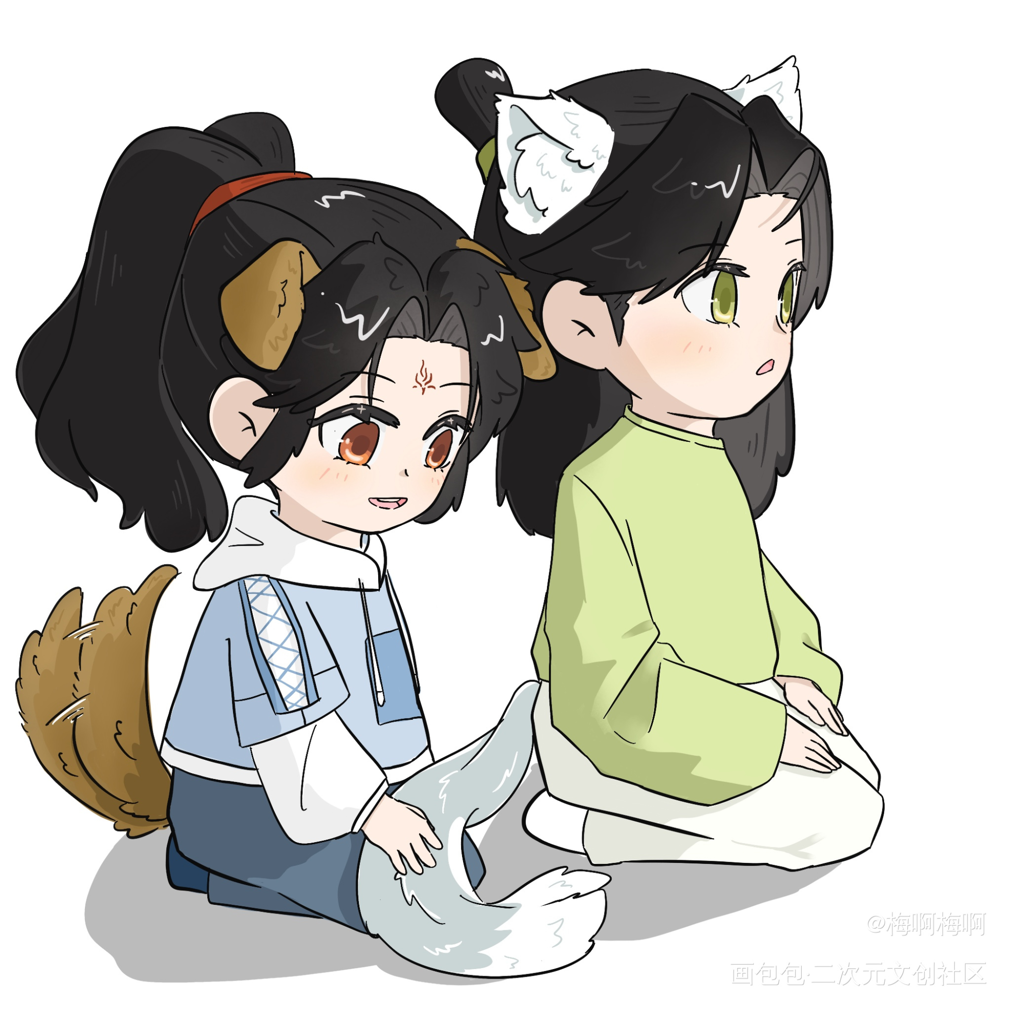 冰秋 | 开会把尾巴给冰妹玩耍_人渣反派自救系统沈清秋洛冰河绘画作品