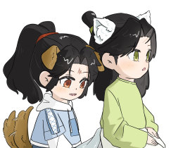 冰秋 | 开会把尾巴给冰妹玩耍_绘画作品