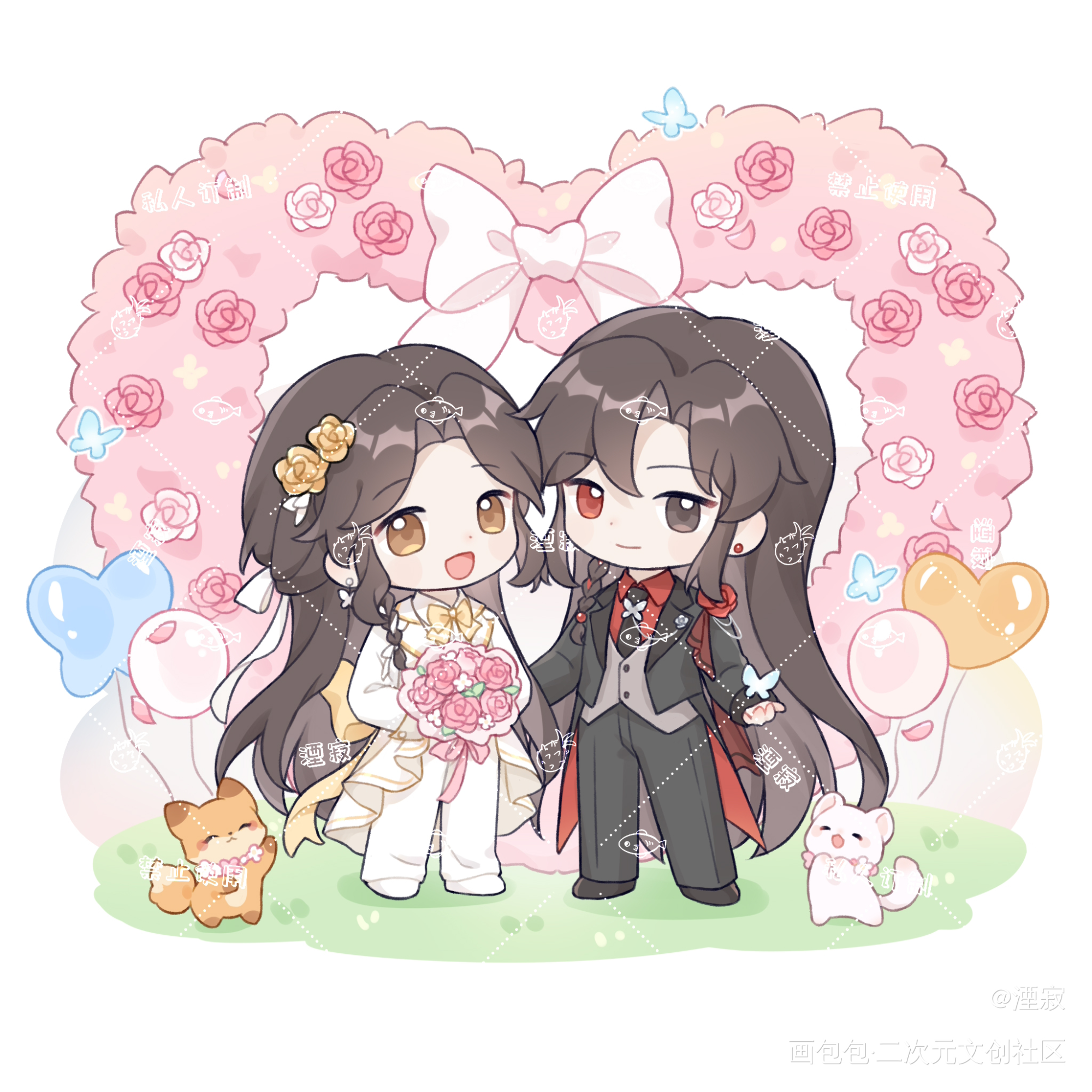 花怜婚礼_天官赐福花怜花城·天官赐福谢怜·天官赐福绘画作品