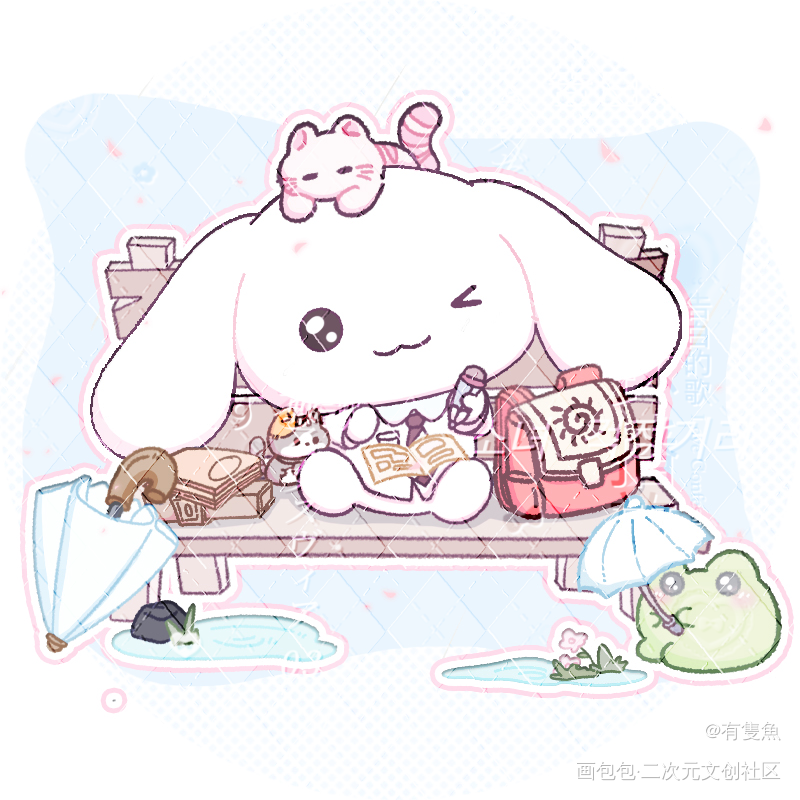 快吃一口小动物/动物塑_绘画作品
