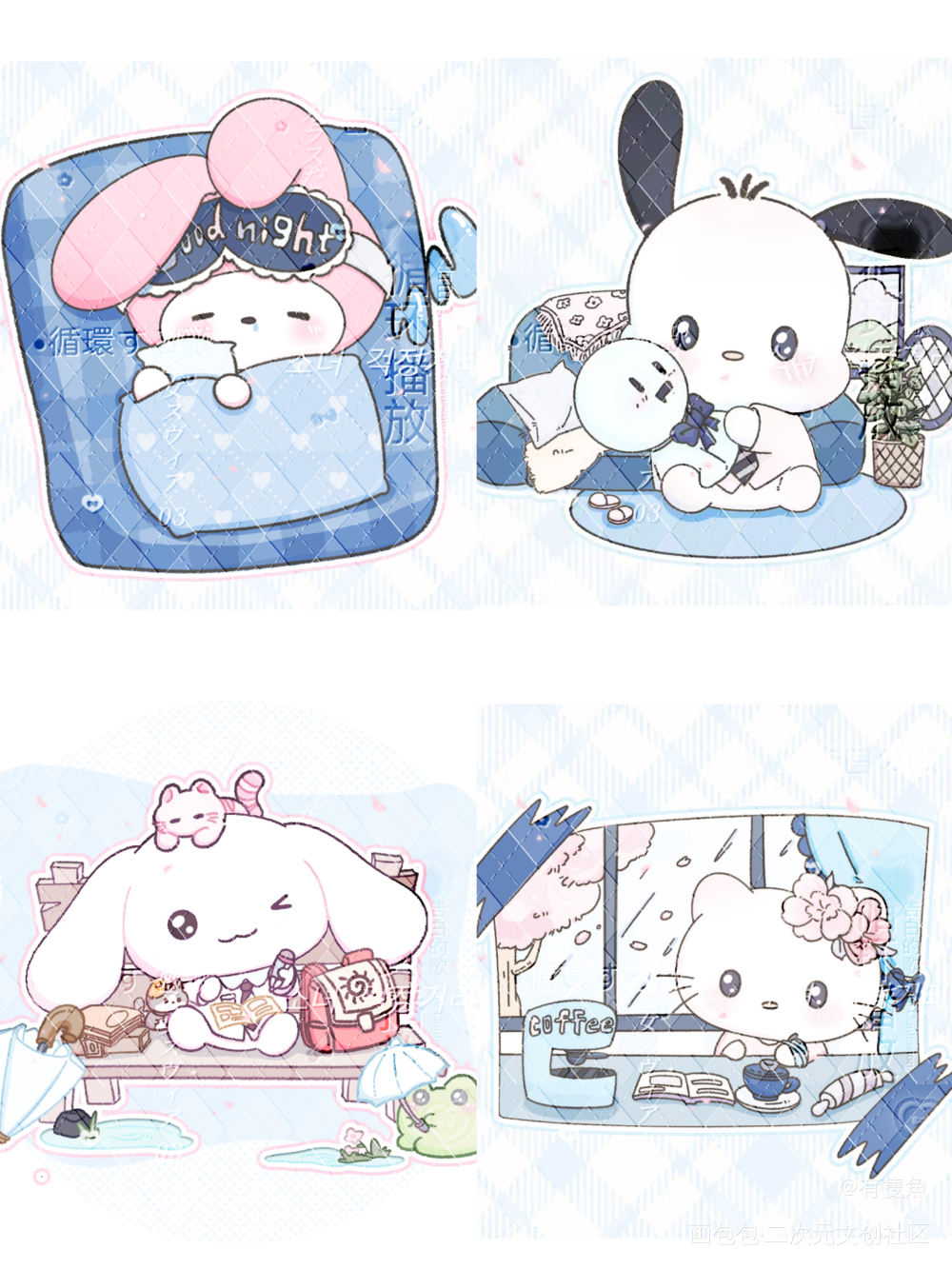 快吃一口小动物/动物塑_绘画作品