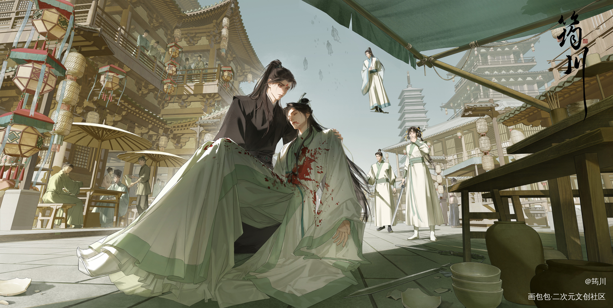 花月身陨_人渣反派自救系统冰秋洛冰河·人渣反派自救系统沈清秋·人渣反派自救系统绘画作品